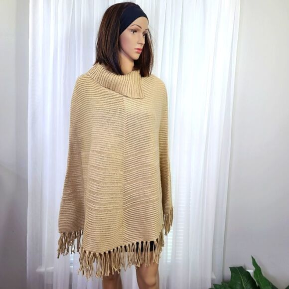 Karen Scott Fringed Sweater Poncho - Picture 1 of 4